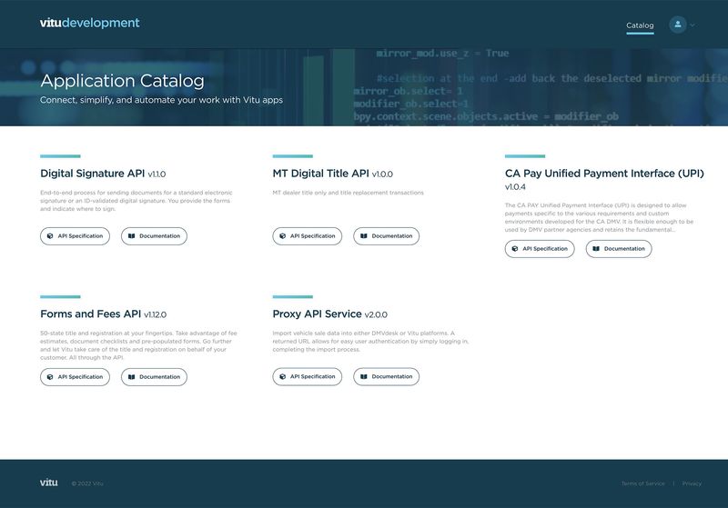 About Vitu s Developer Portal