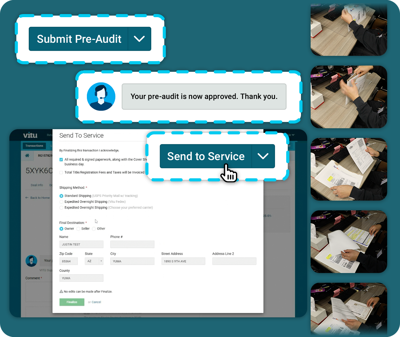 Vitu easy-to-use interface with auto-populated fields